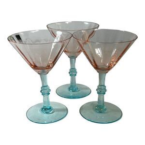 Set Lot of 3 Fondale By Morgantown Martini Tall Sherbet Glass Goblet 5 1/2" READ